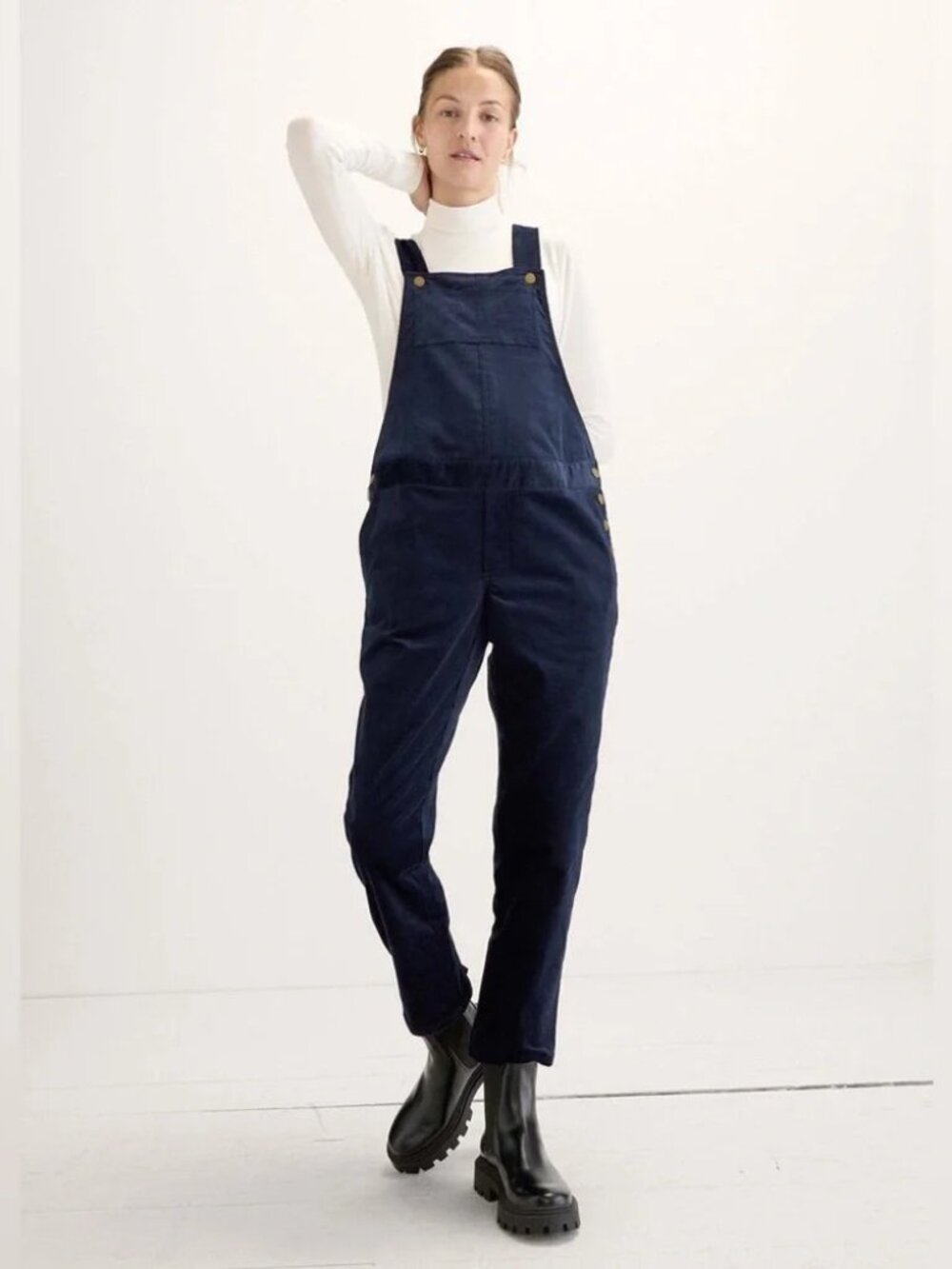 Hatch Micro-Cord Overalls in Navy Size Medium